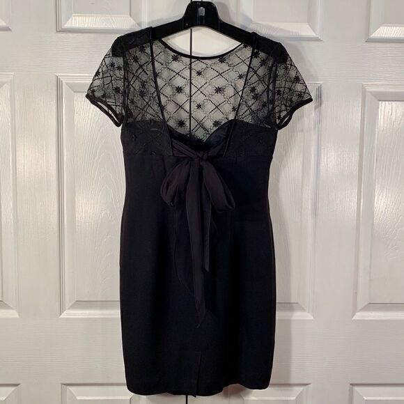 CLASSIC LITTLE BLACK DRESS CREPE & CHIFFON SIZE 8P - Picture 5 of 8